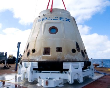 COTS-1 Dragon After Return from Orbit (crop)