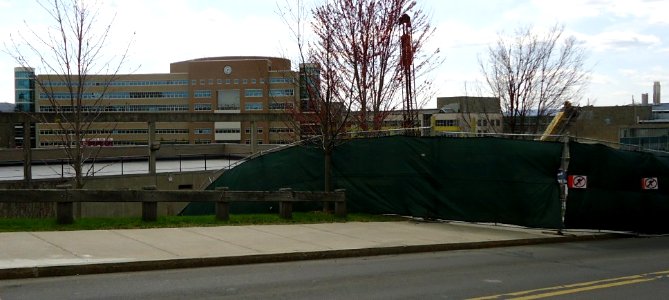 Construction site and buildings at Cornell University