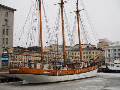 Sailboat ice wharf