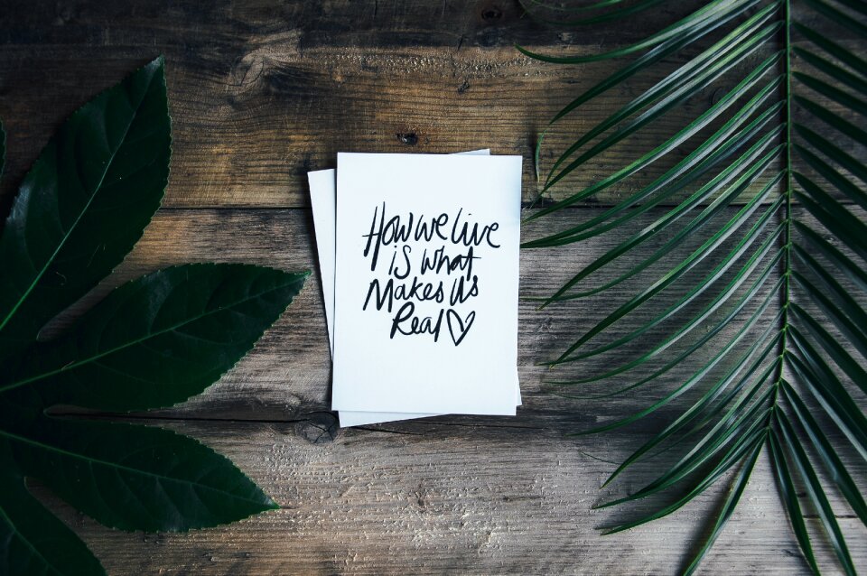 Table top postcard typography