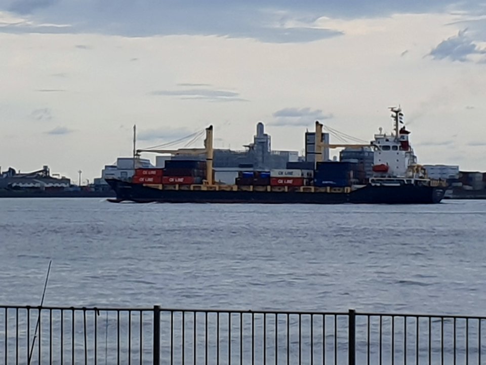 Containers carrier with cranes, Tokyo