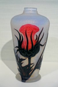 Conical vase with thistle, Daum Freres, Nancy, c. 1896, glass - Hessisches Landesmuseum Darmstadt - Darmstadt, Germany - DSC00905
