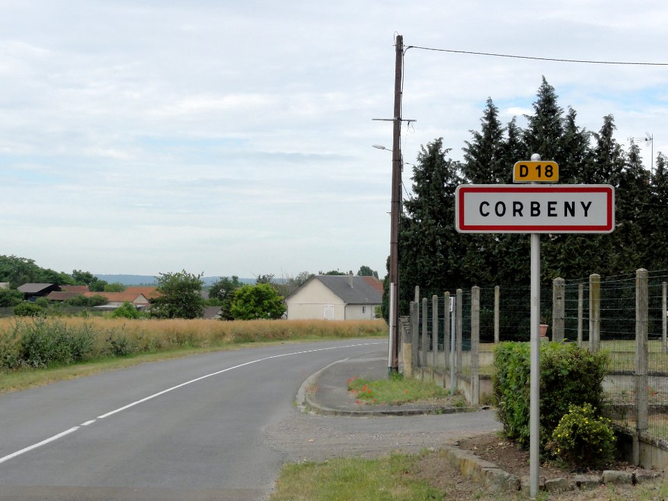 Corbeny (Aisne) city limit sign