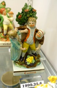 Contest, Staffordshire, England, 1800-1815, pearlware, overglaze enamels, HD 1999.25.6 - Flynt Center of Early New England Life - Deerfield, Massachusetts - DSC04617