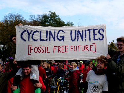 COP23 Fahrraddemo - Banner of BUNDJugend at Wasserwerkswäldchen