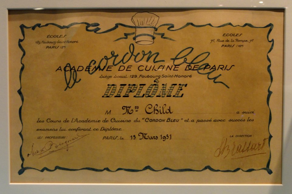 Cordon Blue diploma for Julia Child - National Museum of American History - DSC06120