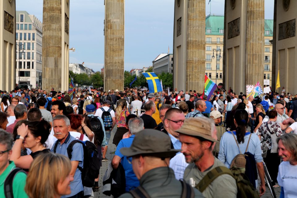 Conspiracist protest Brandenburg Gate Berlin 2020-08-28 09