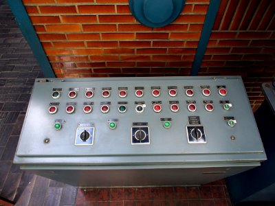 Control cabinet at the Religiueze Stoommachine Ketelhuis Steyl
