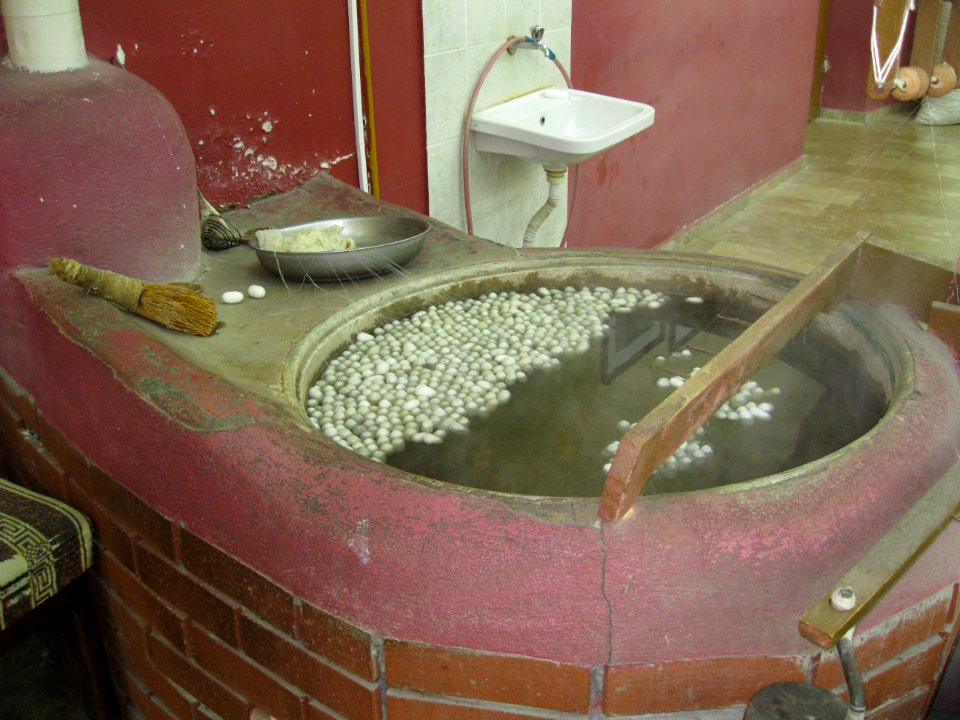 Cooking of silk cocoons