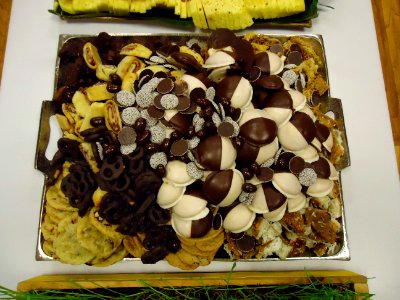 Cookie assortment at a party on a square tray photo