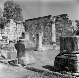 Deels gereconstrueerde ruine van een synagoge uit de derde eeuw te Kapernaum met, Bestanddeelnr 255-1543
