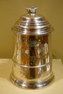 Deacon Hopestill Clap Tankard, Jacob Hurd, Boston, c. 1748, silver - Currier Museum of Art - Manchester, NH - DSC07950