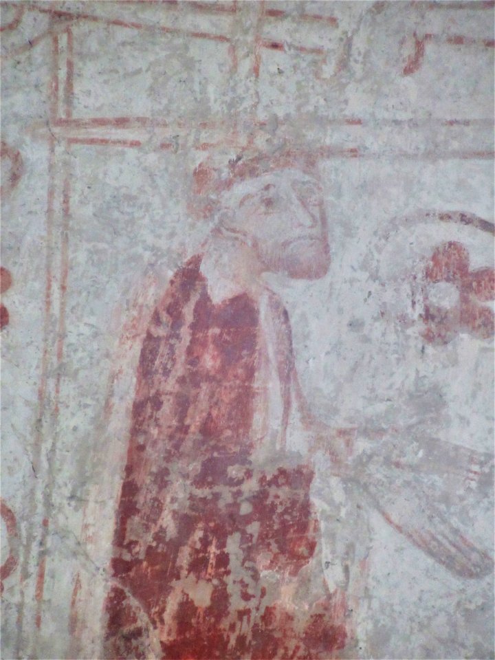 Death of Becket, wall painting, St James, Bramley 02