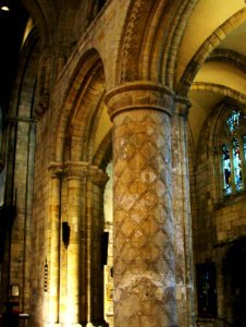 Decorated Romanesque pillar, Selby photo