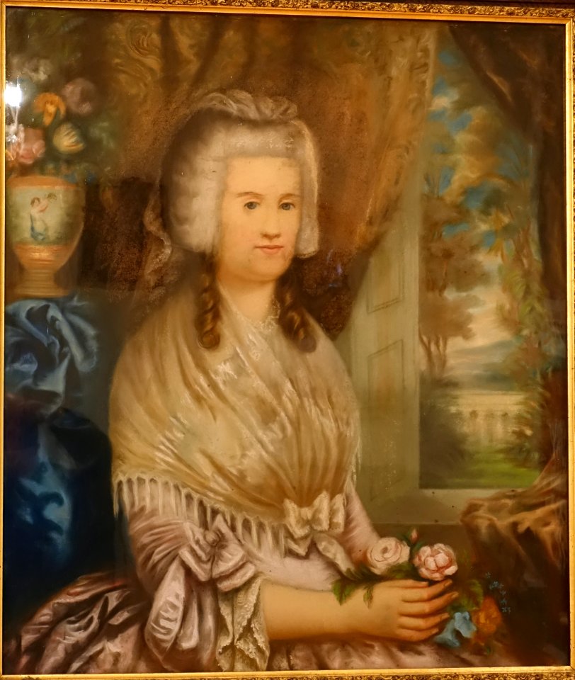 Deborah Dean Tisdale (1756-1844), artist unknown, c. 1790, pastel on board - Old Colony History Museum - Taunton, Massachusetts - DSC03748