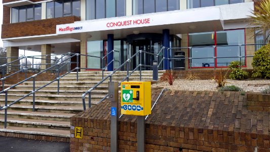 Defibrillator, Conquest House, Collington Avenue, Bexhill