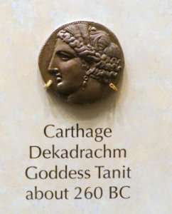 Dekadrachm, Carthage, Goddess Tanit, c. 260 BC - National Museum of American History - DSC00261