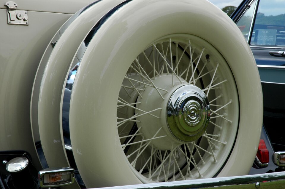Spoked wheel classic car spare wheel