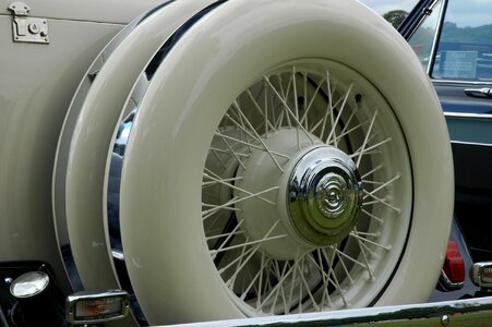 Spoked wheel classic car spare wheel