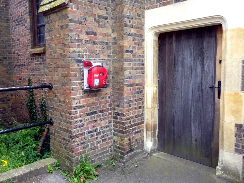 Defibrillator, St. Michael and All Angels Church, Glassenbury Drive, Bexhill
