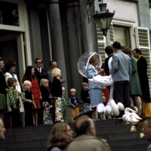 Defile Paleis Soestdijk , verjaardag Koningin Juliana Hare Majesteit krijgt ge, Bestanddeelnr 254-9494