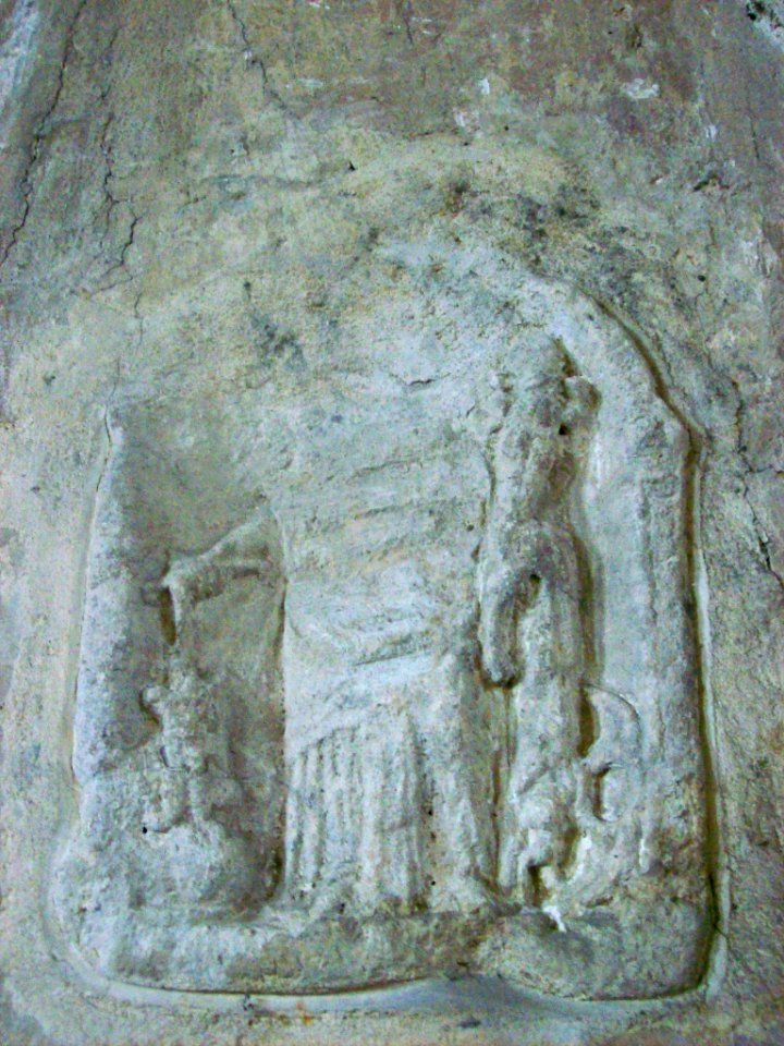 Defaced image of Fortuna, St Mary, Marlborough