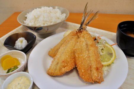 Deep-fried horse mackerel lunch 002 photo