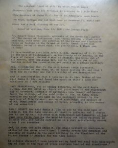 Deed of Gift by Robert Louis Stevenson, typescript copy - Fairbanks Museum and Planetarium - DSC04304