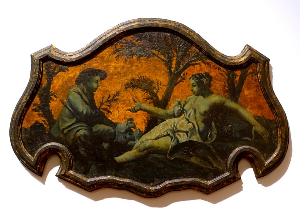 Decorative Figures Scene, 2 of 4, in the manner of Giovanni Battista Piazzetta, 1700s, shaped canvas - John and Mable Ringling Museum of Art - Sarasota, FL - DSC00802