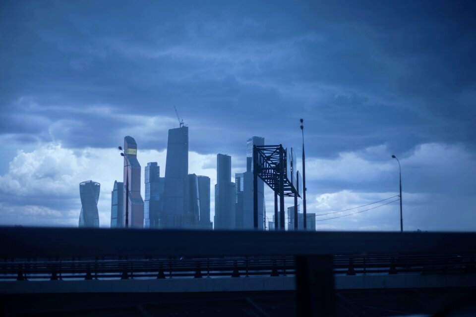 Night view moscow building