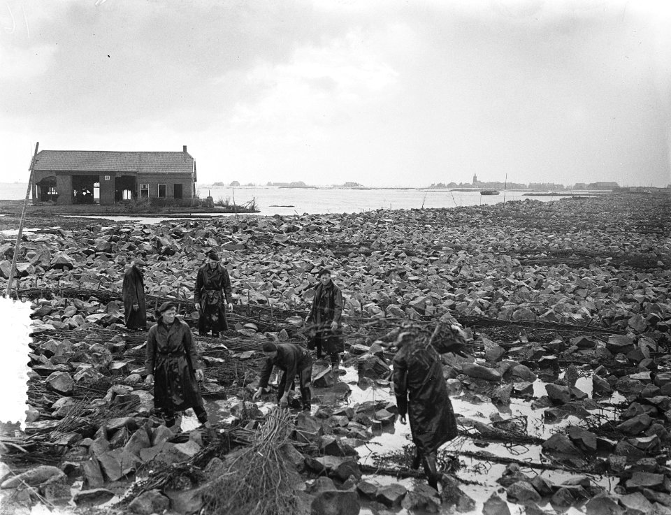 De Schelphoek op Schouwen. Droogvallen zinkreparaties, Bestanddeelnr 905-8264