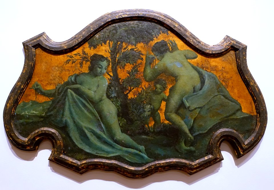 Decorative Figures Scene, 1 of 4, in the manner of Giovanni Battista Piazzetta, 1700s, shaped canvas - John and Mable Ringling Museum of Art - Sarasota, FL - DSC00800