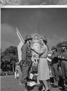 De prinses decoreert een Nederlandse militair, Bestanddeelnr 935-1500