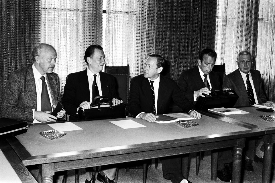 De RvB van RSV (Rijn-Schelde-Verolme) v.l.n.r. Botman, Rijke, Stikker (voorzitt, Bestanddeelnr 930-2117