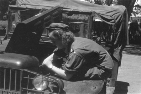 De vrouwelijke chauffeur Willinck van het Vrouwenhulpkorps, Bestanddeelnr 119-6-4