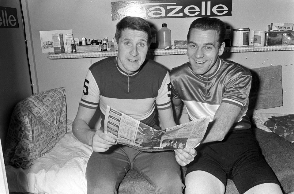 De zesdaagse, het leidende koppel Peter Post en Fritz Pfenninger (r), Bestanddeelnr 919-8740