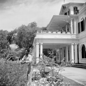 De tuin van het Gouverneurspaleis aan het Gouvernementsplein in Paramaribo, Bestanddeelnr 252-2279