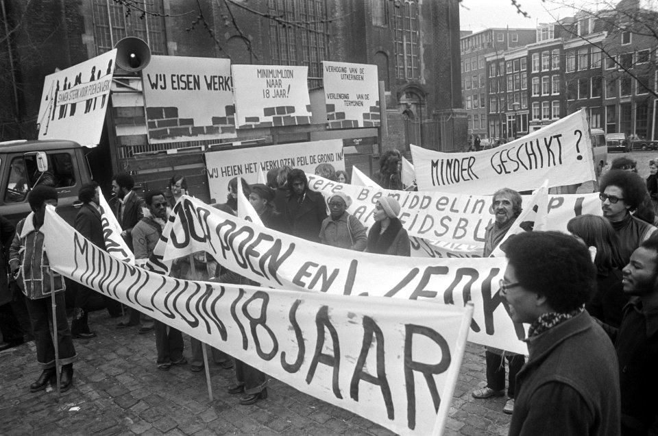 Demonstratie tegen jeugdwerkloosheid in Amsterdam, Bestanddeelnr 928-4058