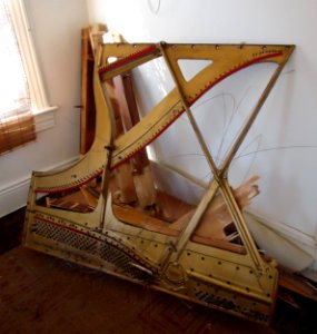 Demolition of upright Knabe piano cast iron string frame