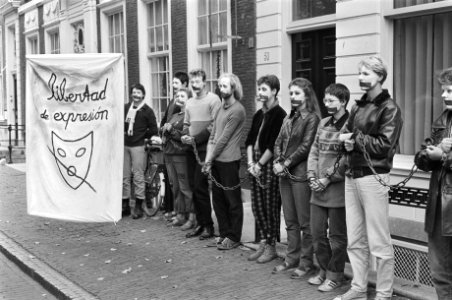 Demonstraties bij de Spaanse ambasasade voor vrijheid van meningsuiting, Bestanddeelnr 932-3229