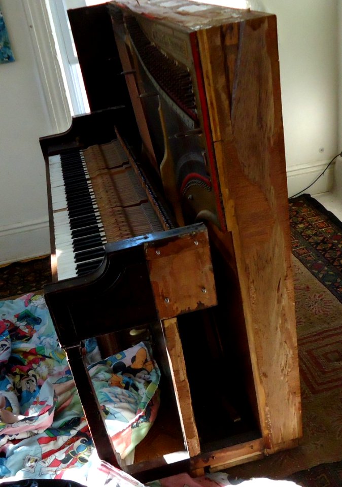 Demolition of upright Knabe piano some boards removed