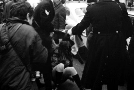 Demonstraties bij het Binnenhof Den Haag tijdens EEG-conferentie. Een Franse dem, Bestanddeelnr 923-0369