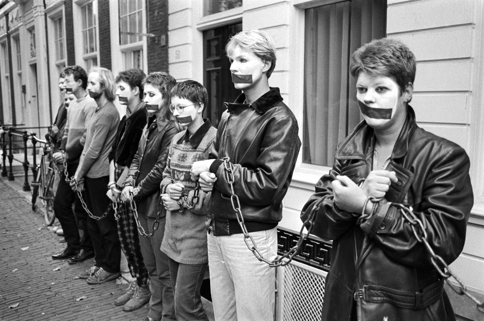 Demonstraties bij de Spaanse ambasasade voor vrijheid van meningsuiting, Bestanddeelnr 932-3228