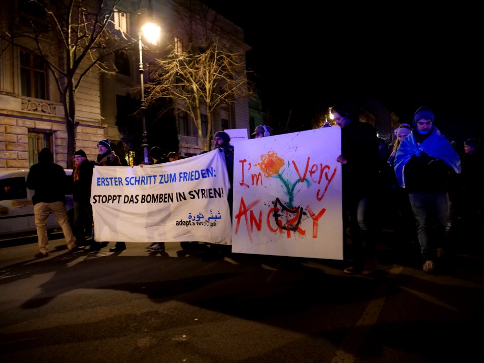 Demonstration against the war in Syria in Berlin 26. of February 2018 07