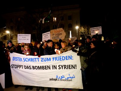 Demonstration against the war in Syria in Berlin 26. of February 2018 02