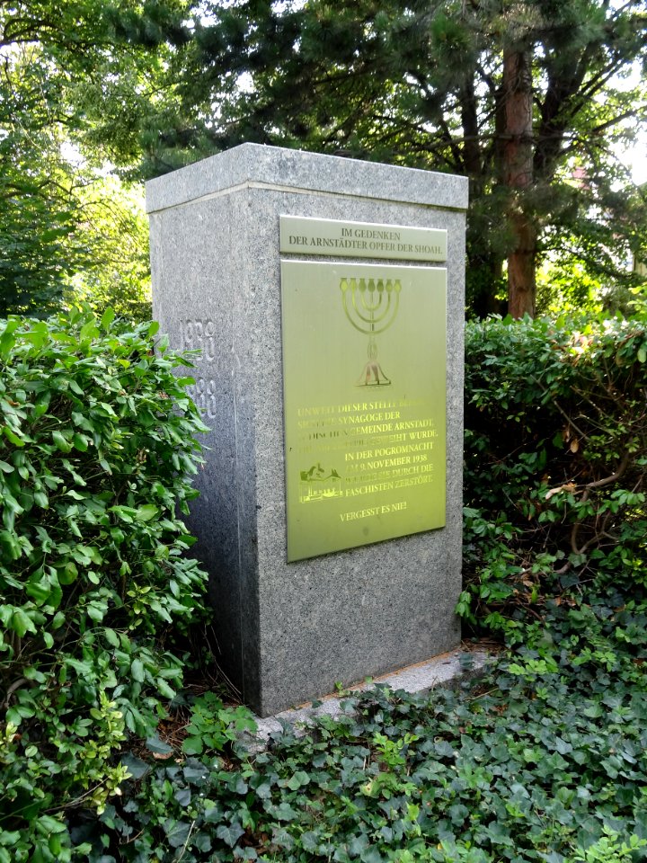 Denkmal für die 1938 zerstörte Synagoge von Arnstadt