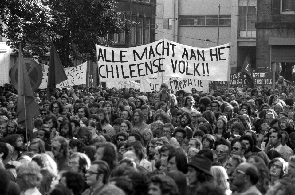 Demonstratie tegen coup in Chili, overzicht demonstratie Solidair met Chileense , Bestanddeelnr 926-6850