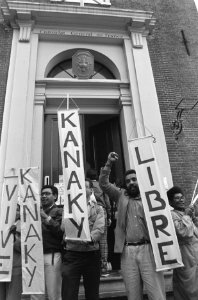 Demonstratie voor .... bij Frans consulaat in Amsterdam, Bestanddeelnr 934-0723