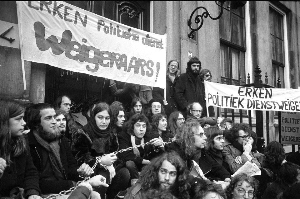 Demonstratie voor vrijlating van Kees Vellekoop (die om politieke redenen dienst, Bestanddeelnr 927-6217