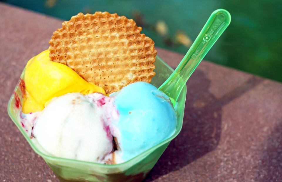 Ice cream sundae waffle summer